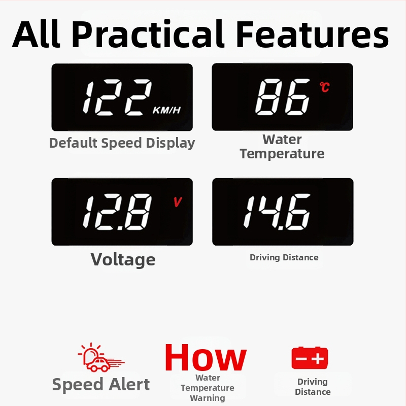 A100 automašīnas HUD displejs ar OBD projekciju, barošana ar bateriju kastīti, manuāla vadība