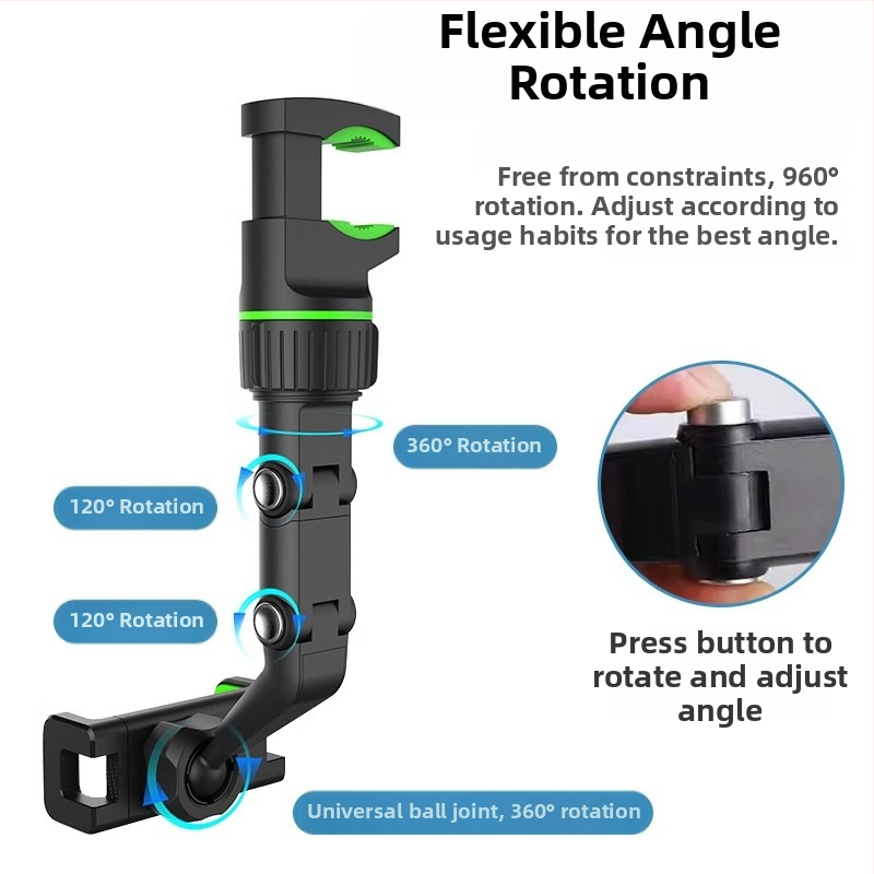 Универсален държач за телефон за автомобил, монтиран на задното огледало, въртящ се за навигация и HUD клип