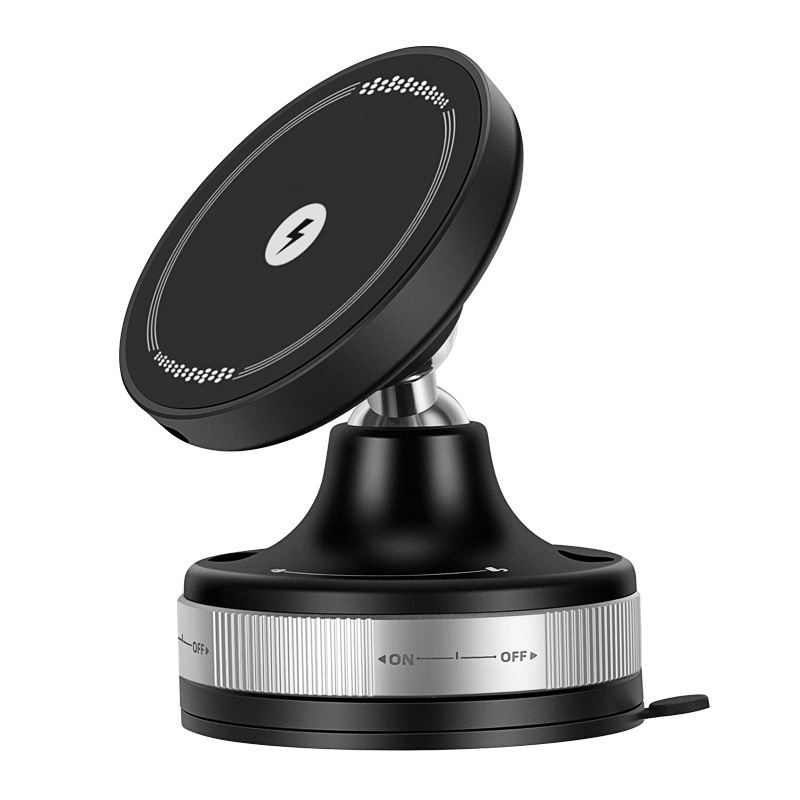 Stand de încărcare wireless pentru mașină, încărcare magnetică, ventuză de prindere, rotire la 360°, încărcare rapidă de 15W