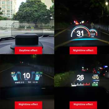 C1 HUD automašīnām – optiskais HUD ar lēcu, HD izšķirtspēja, OBD2+GPS/BeiDou signāli, barošana no OBD, manuāla kontrole