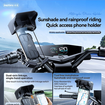 Remax držiak na telefón pre elektromobil — otáčateľný vodorovne aj zvisle, univerzálny; materiály: ABS + silikón + hardvér + TPU