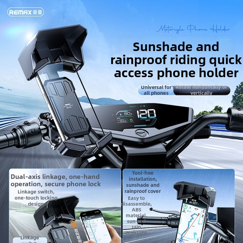 Remax držiak na telefón pre elektromobil — otáčateľný vodorovne aj zvisle, univerzálny; materiály: ABS + silikón + hardvér + TPU