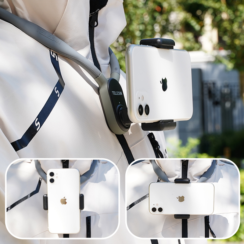 Krk držač s projekčným rámom pre Insta360 Ace Pro 2 a športové kamery — Materiál: silikon, PC, kov; Model: štandardný U-tvarovaný držiak