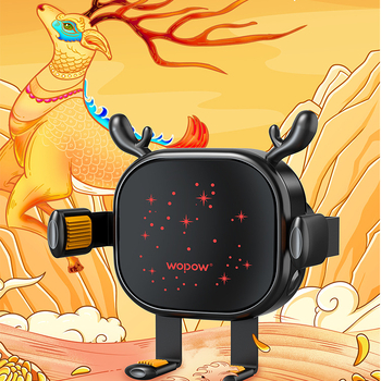 Wopow suport auto cu încărcare wireless 15W, rotire orizontală, ABS + gel de silicon + aliaj de aluminiu, cod WP06009-000