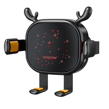 Wopow suport auto cu încărcare wireless 15W, rotire orizontală, ABS + gel de silicon + aliaj de aluminiu, cod WP06009-000