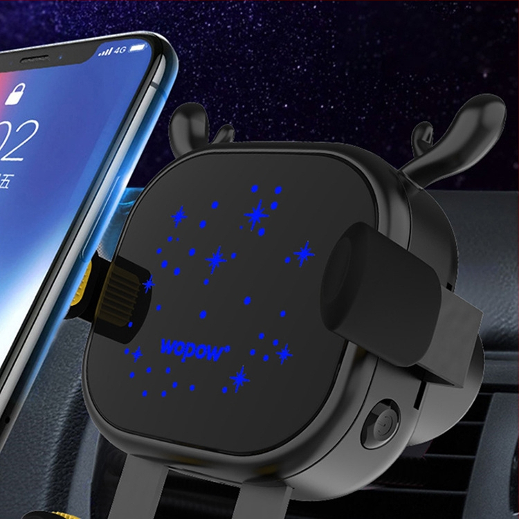 Wopow suport auto cu încărcare wireless 15W, rotire orizontală, ABS + gel de silicon + aliaj de aluminiu, cod WP06009-000