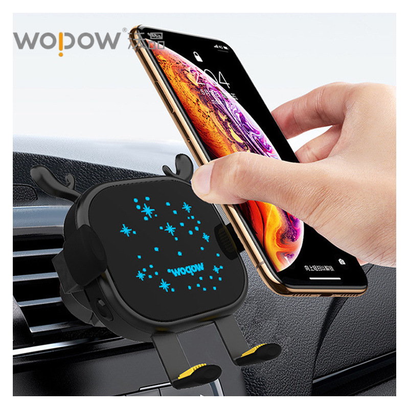 Wopow suport auto cu încărcare wireless 15W, rotire orizontală, ABS + gel de silicon + aliaj de aluminiu, cod WP06009-000