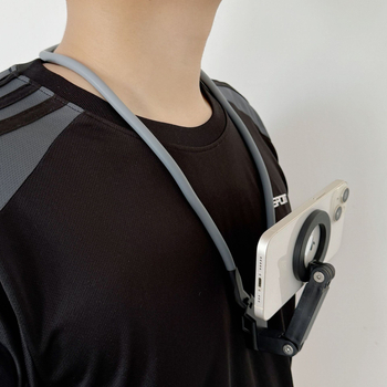 Stalak za nadglavni montaž – magnetski držač za vrat za vlog prvog lica i sportski vlog, podesivi kut, silikon, univerzalni dizajn, kompatibilan s telefonom model D