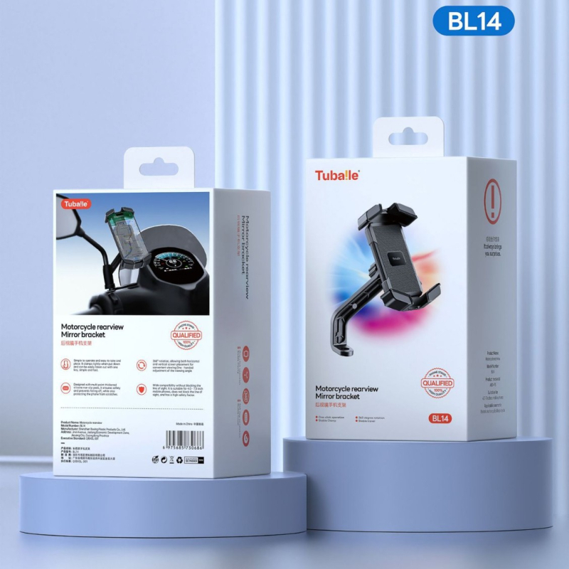 Tubaile BL14 Suport pentru telefon pentru bicicletă/motocicletă, cu cleme din patru gheare – ABS+metal