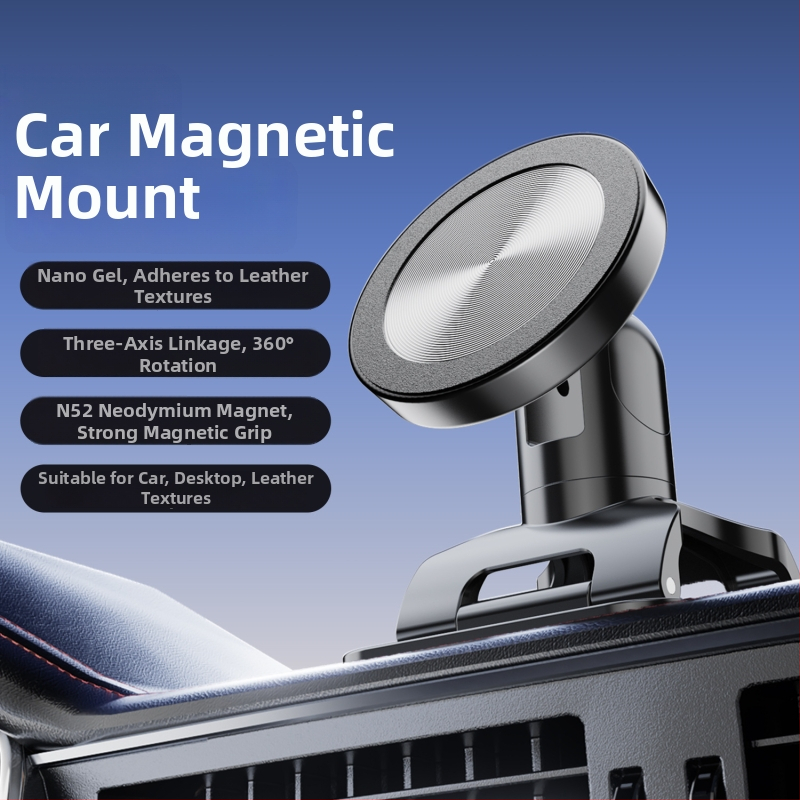 Magnetični držač za telefon za ploču automobila s ljepilnim držačem, 360° rotacija, MagSafe-kompatibilan, plastični univerzalni držač