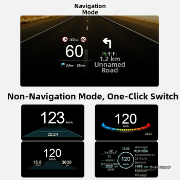 Автомобилен HUD дисплей (Head-Up) с OBD диагностика на грешки, модел C2, процесор Intel Celeron.