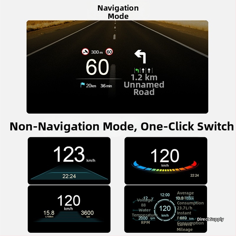 Автомобилен HUD дисплей (Head-Up) с OBD диагностика на грешки, модел C2, процесор Intel Celeron.
