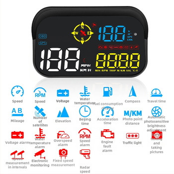 Automobiļu HUD M21 — Universāls, OBD ievade, OBD barošana, HD izšķirtspēja