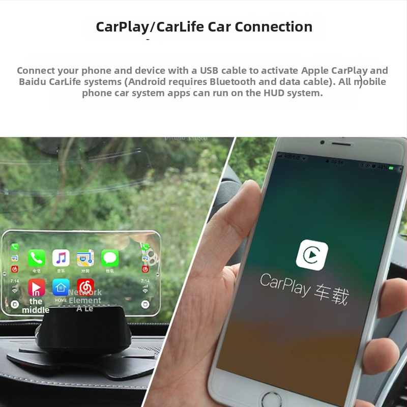 CarPlay HUD piederums ar baterijas barošanu un citu vadības režīmu