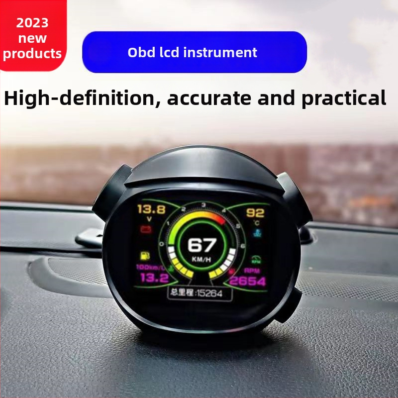 OBD Head-Up displejs ar tačometru, eļļas un ūdens temperatūru, LCD 480p, modeļa XAS-K10, barošana ar OBD