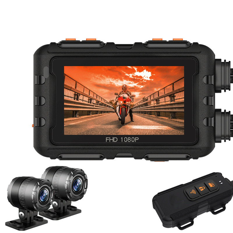 MT28 Cameră pentru motocicletă 1080p HD, înregistrare duală față-spate, unghi de vizualizare 150°, înregistrare în buclă, microSD până la 64GB