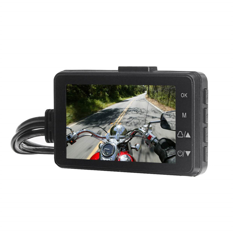 Dviratininko dviejų objektyvų dash cam priekinis ir galinis įrašas, atsparus vandeniui, 120° matymo kampas, 2,0 colių ekranas, palaiko microSD iki 128 GB