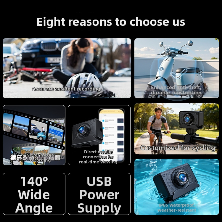 L3 vaizdo registratorius motociklui / elektriniam transportui, 140° matymo kampas, 2MP, TF kortelė, 256