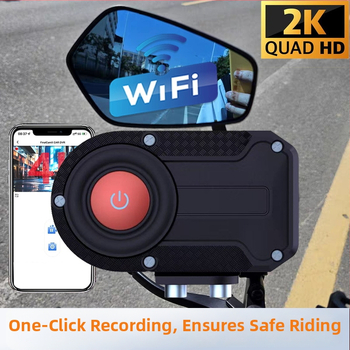 Motociklo ir elektromobilių vaizdo registratorius, nešiojama 2K HD kamera, vaizdo stabilizavimas, IP66 atsparus vandeniui, Wi‑Fi, 170° platus kampas, modelis M1