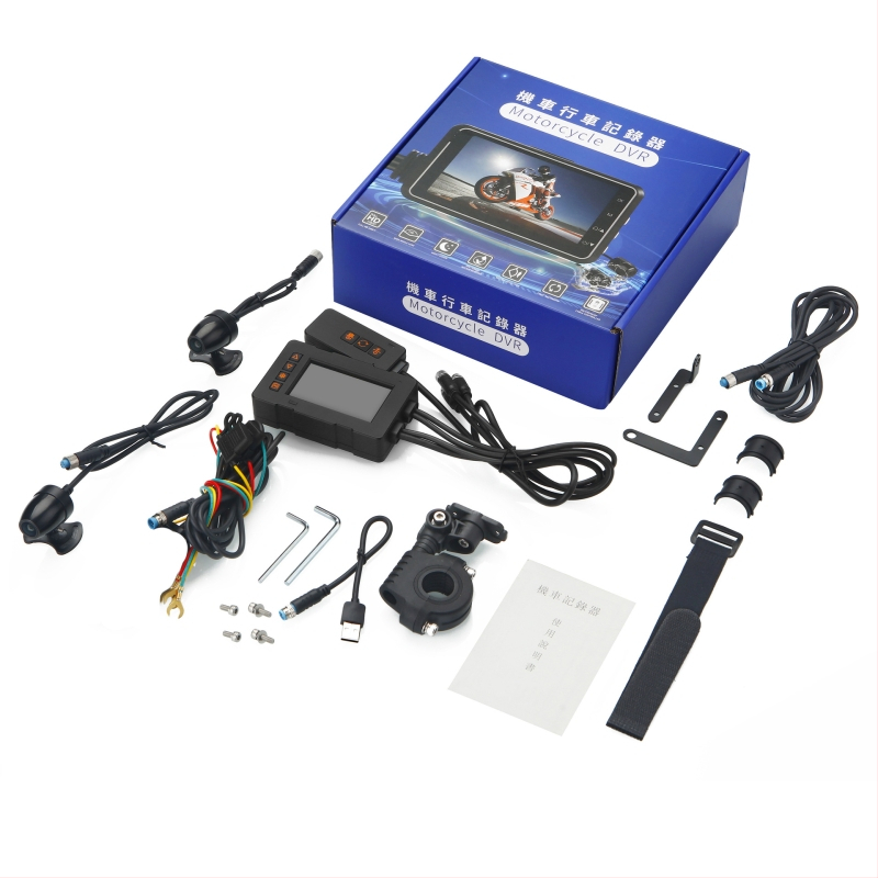 M7 mootorratta dash cam topelt ees- ja tagant registreerimisega, 170° vaateväli, Wi‑Fi, TF kaart kuni 256 GB