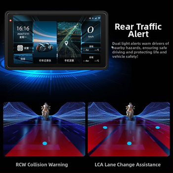 Motociklo DVR su CarPlay ir ekrano projekcija, 150° kampas, 3MP jutiklis, TF kortelė iki 128GB, prie vairo tvirtinimas, 12V