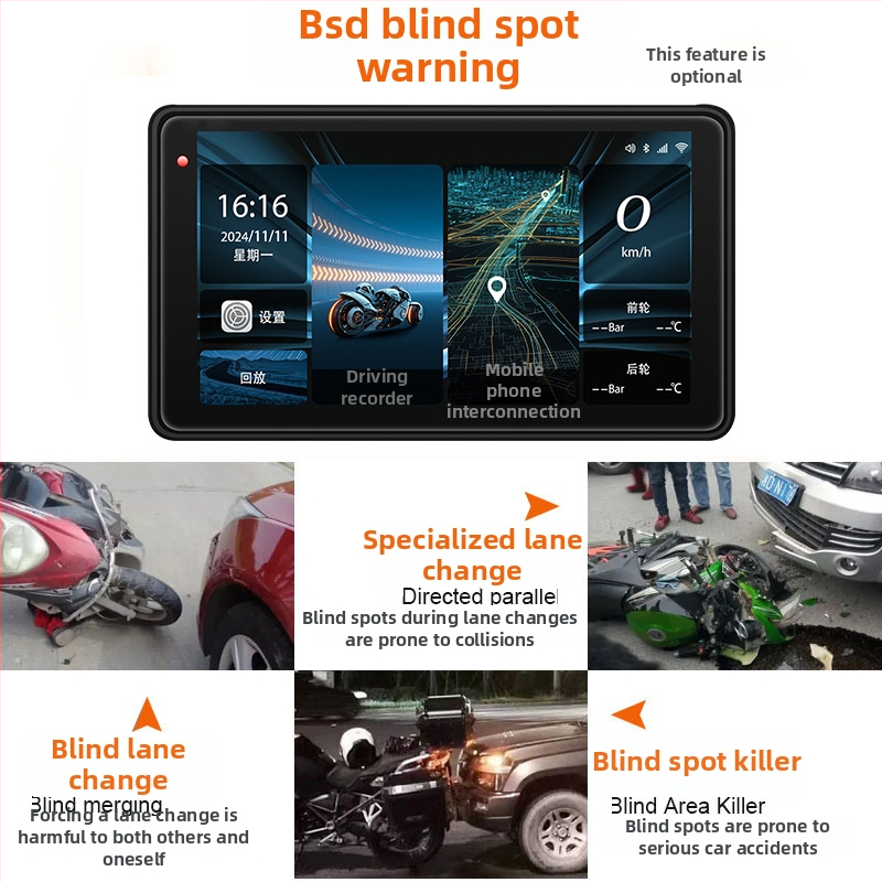 Mootorratta DVR CarPlay ja ekraaniprojektsiooniga, 150° vaatenurk, 3MP sensor, TF-kaart kuni 128GB, roolile kinnitamine, 12V