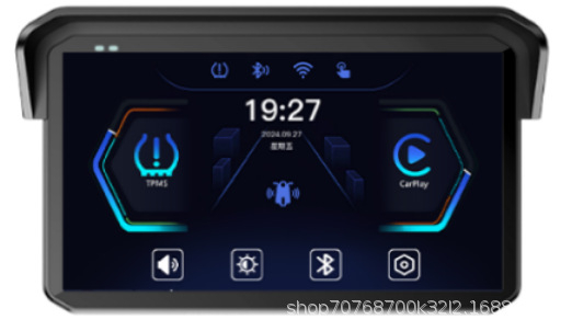 Motociklo ekrano projekcijos navigacijos įrašymo įrenginys su priekinėmis ir galinėmis dvigubomis kameromis, IP68 atsparus vandeniui, padangų slėgio stebėjimas, TF kortelė iki 64GB