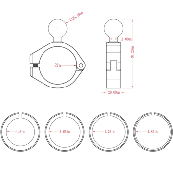 Keweige C Series UTV държач за телефон върху рол бар, алуминиева сплав, фиксирана скоба, монтаж за камера/регистратор