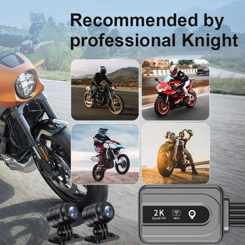 Motociklų DVR V11 – vandeniui atspari 2K vaizdo kamera su dvigubu įrašu ir GPS stovėjimo stebėsena, 160° matymo kampas, ciklinis įrašymas, iki 256GB, USB 2.0