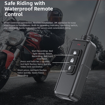 Motociklo DVR su dviejomis 2K kameromis priekyje ir gale, aušinimo dizainas, GPS stebėjimas, Wi‑Fi su laidiniu valdymu, ciklinis įrašymas, palaiko TF kortelę iki 256GB