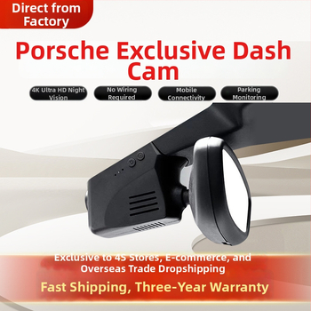 Dash kamera pre Porsche Macan, Cayenne, Panamera, 718/911 — dvojité nahrávanie predný/zadný, 2160p rozlíšenie, 170° uhol záberu, Wi‑Fi, montáž do vnútorného spätného zrkadla