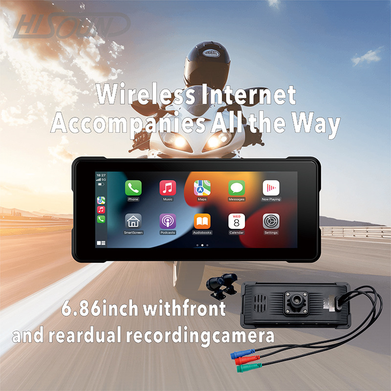 M530 motociklo vaizdo registratorius su priekinėmis ir galinėmis kameromis, belaidis CarPlay, naktinis matymas, atsparus vandeniui