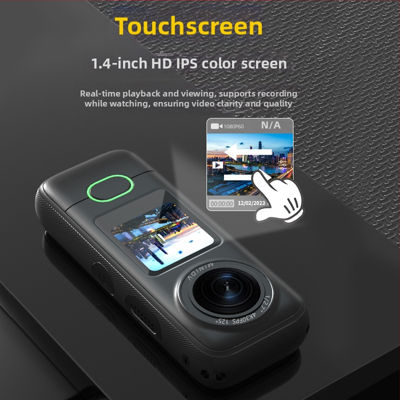 Akciókamera 1080p videó, 1,4 hüvelykes érintőképernyő, széles látószögű objektív, Wi‑Fi, microSD tárhely