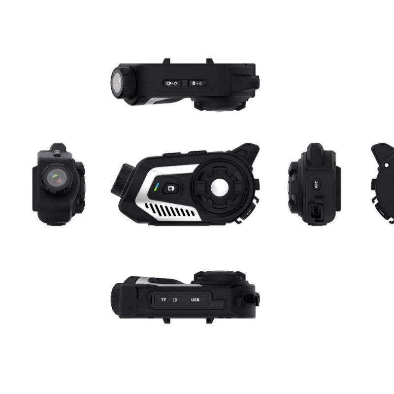 Motociklo šalmas su įmontuotu vaizdo įrašu ir Bluetooth ausine — B800, 150° matymo kampas, 1.0 MP, 512 GB, ciklinis įrašas