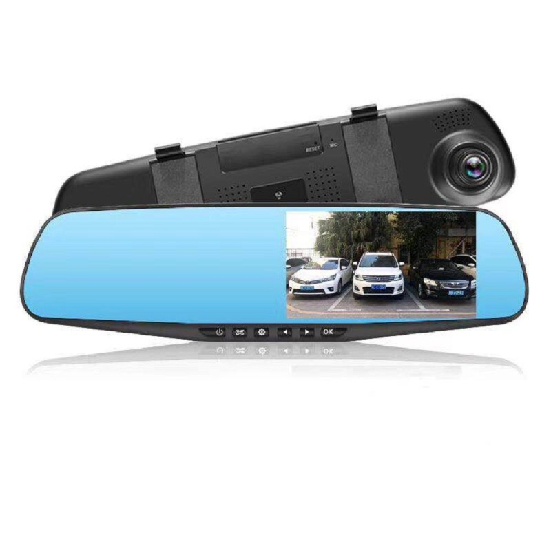 4,3-inčni Dash Cam za auto s ogledalom, 1080p, noćno snimanje, prednje i stražnje snimanje