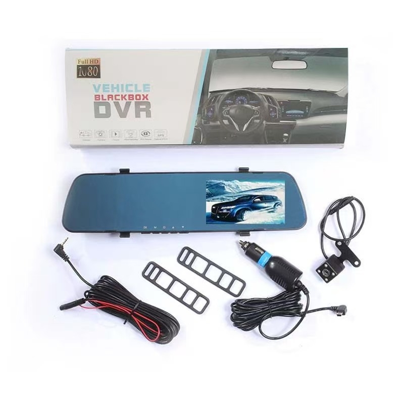 Automobilski DVR ogledalo s prednjom i stražnjom dvostrukom lećom, 1080p, 140° kut gledanja, petlja snimanja, povratna slika