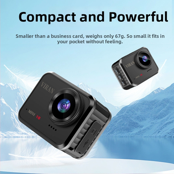 VIRAN Miniv8 šalmas su įmontuota vaizdo registravimo kamera dviračių ir lauko naudojimui, 1,54 colių LCD, 12MP, TF kortelės saugykla, baterijos veikimo laikas apie 3 valandas