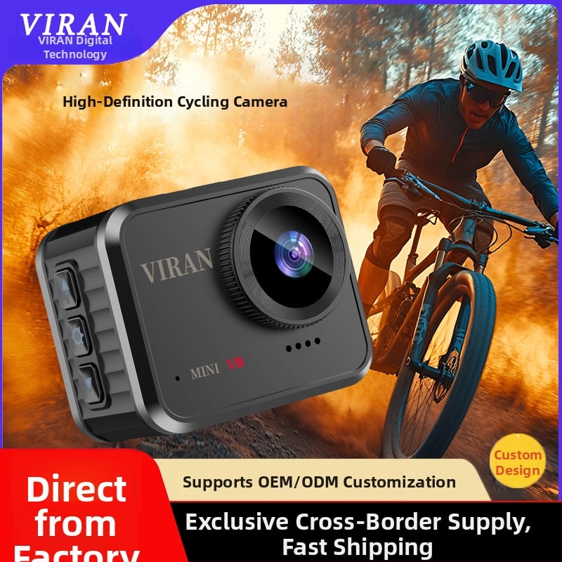 VIRAN Miniv8 šalmas su įmontuota vaizdo registravimo kamera dviračių ir lauko naudojimui, 1,54 colių LCD, 12MP, TF kortelės saugykla, baterijos veikimo laikas apie 3 valandas