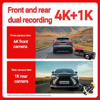 4K bežični dash cam s prednjim i stražnjim snimanjem