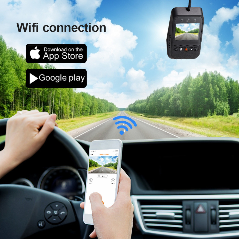 Automobilska dash kamera s prednjom i stražnjom kamerom – 1080p, 140° široki kut, 64GB memorije, WiFi