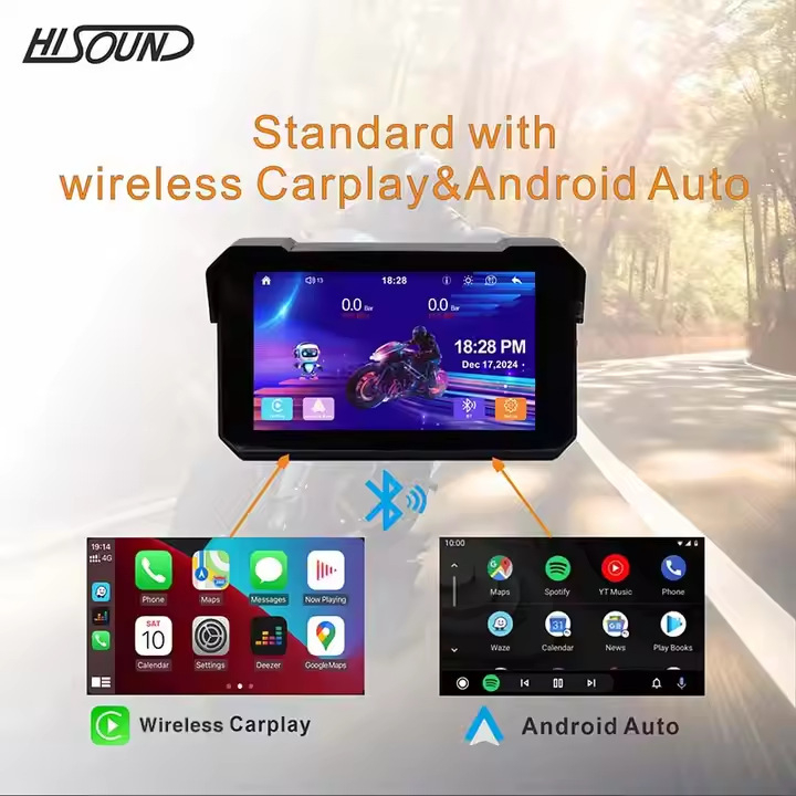 5-inčni DVR za motocikl s CarPlay i Android povezanosti, prenosni zaslon za zaštitu od krađe, navigacija, HD noćni prikaz