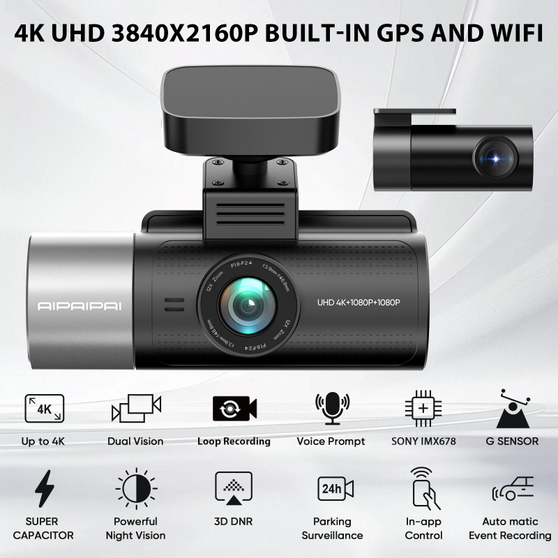 V584K tro-kameraski auto dashcam s detekcijom pokreta, optimizirana verzija Vantrue N4 Pro, dvostruka kamera