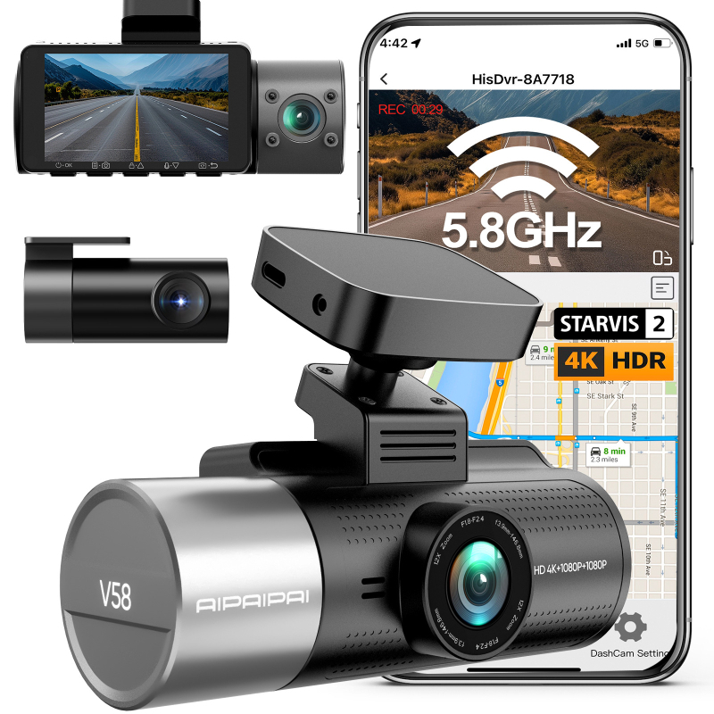 V584K tro-kameraski auto dashcam s detekcijom pokreta, optimizirana verzija Vantrue N4 Pro, dvostruka kamera