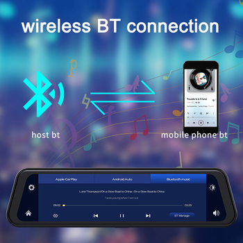 Zrcalni dashcam s prednjom i stražnjom dvostrukom snimanju, 1080p, 170° širokokutni, CarPlay, 128GB TF kartica