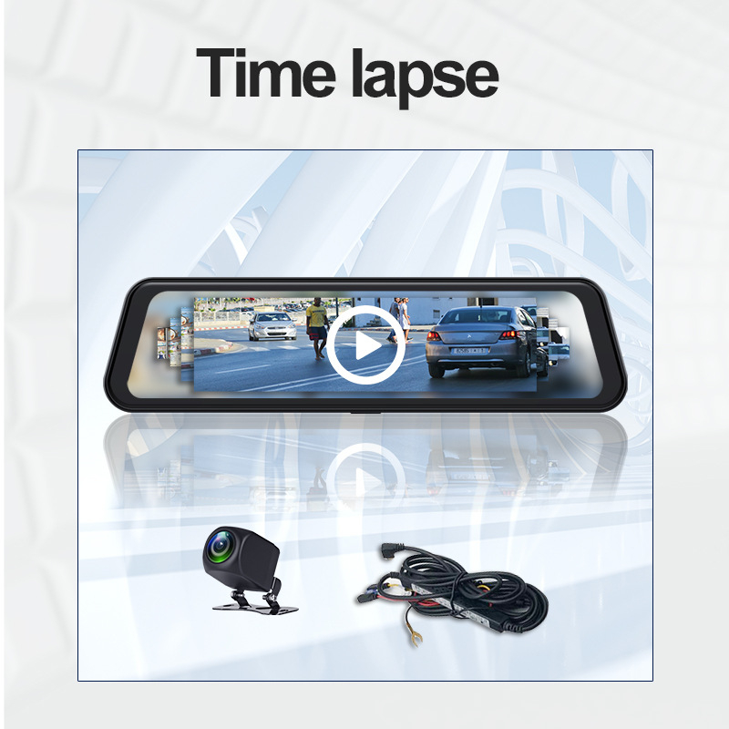 Zrcalni dashcam s prednjom i stražnjom dvostrukom snimanju, 1080p, 170° širokokutni, CarPlay, 128GB TF kartica