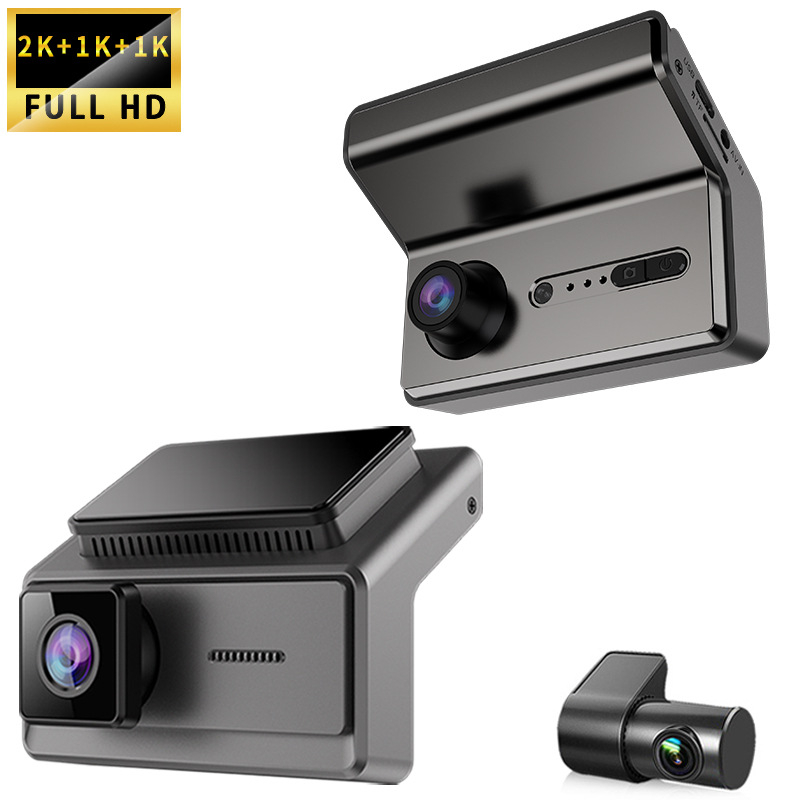 Auto dash kamera s tri objektiva naprijed i nazad, infracrveno noćno vidjenje, 2K+1K+1K rezolucija, kut gledanja 170°, WiFi