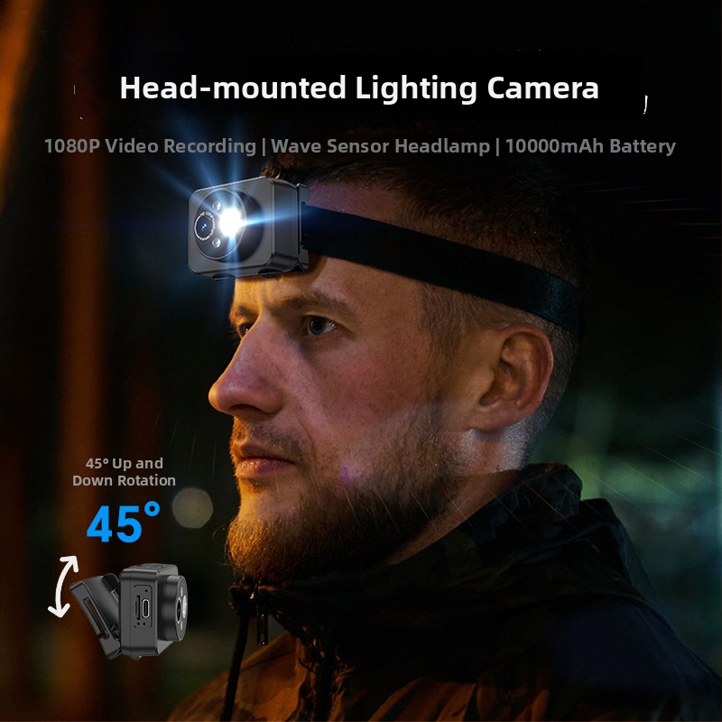 Galvas stiprinātas HD kamera D8, 90° skata leņķis, 128 GB, 16 stundu ieraksts, SD kartes atbalsts