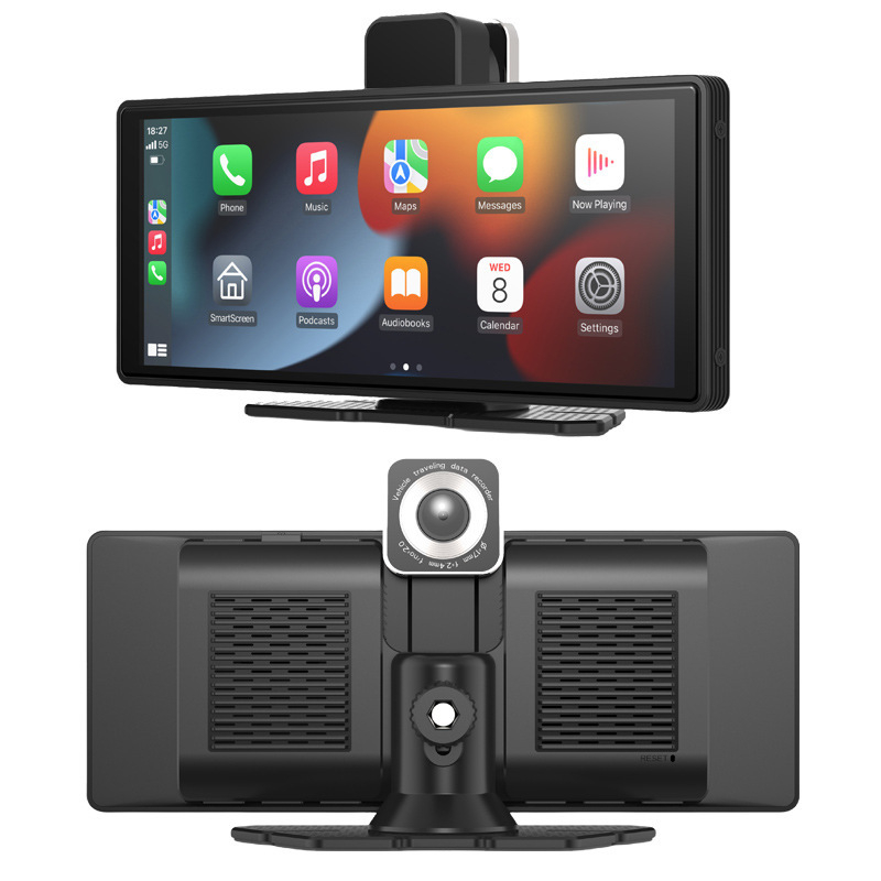 2K dvostruki auto dashcam s prednjom i stražnjom kamerom, 10-inčni dodirni zaslon, CarPlay i prijenos zabave