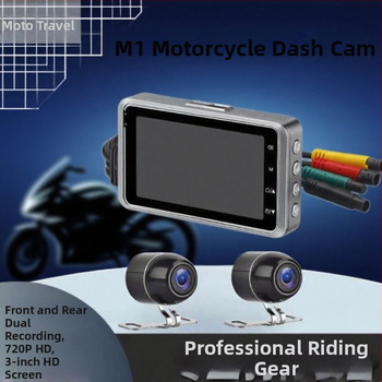 Motociklo dash kamera su priekyje ir galiniu dvigubais objektyvais, 720P HD, 140° platus kampas, palaiko TF kortelę iki 128GB, ciklinis įrašymas