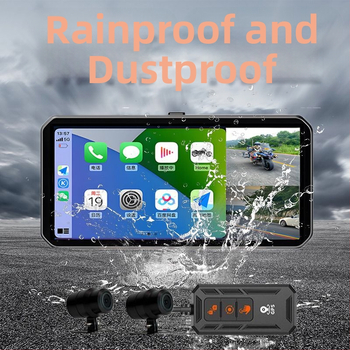 Motociklo vaizdo registratorius su belaidžiu CarPlay, GPS navigacija ir padangų slėgio monitoravimas, 2K HD